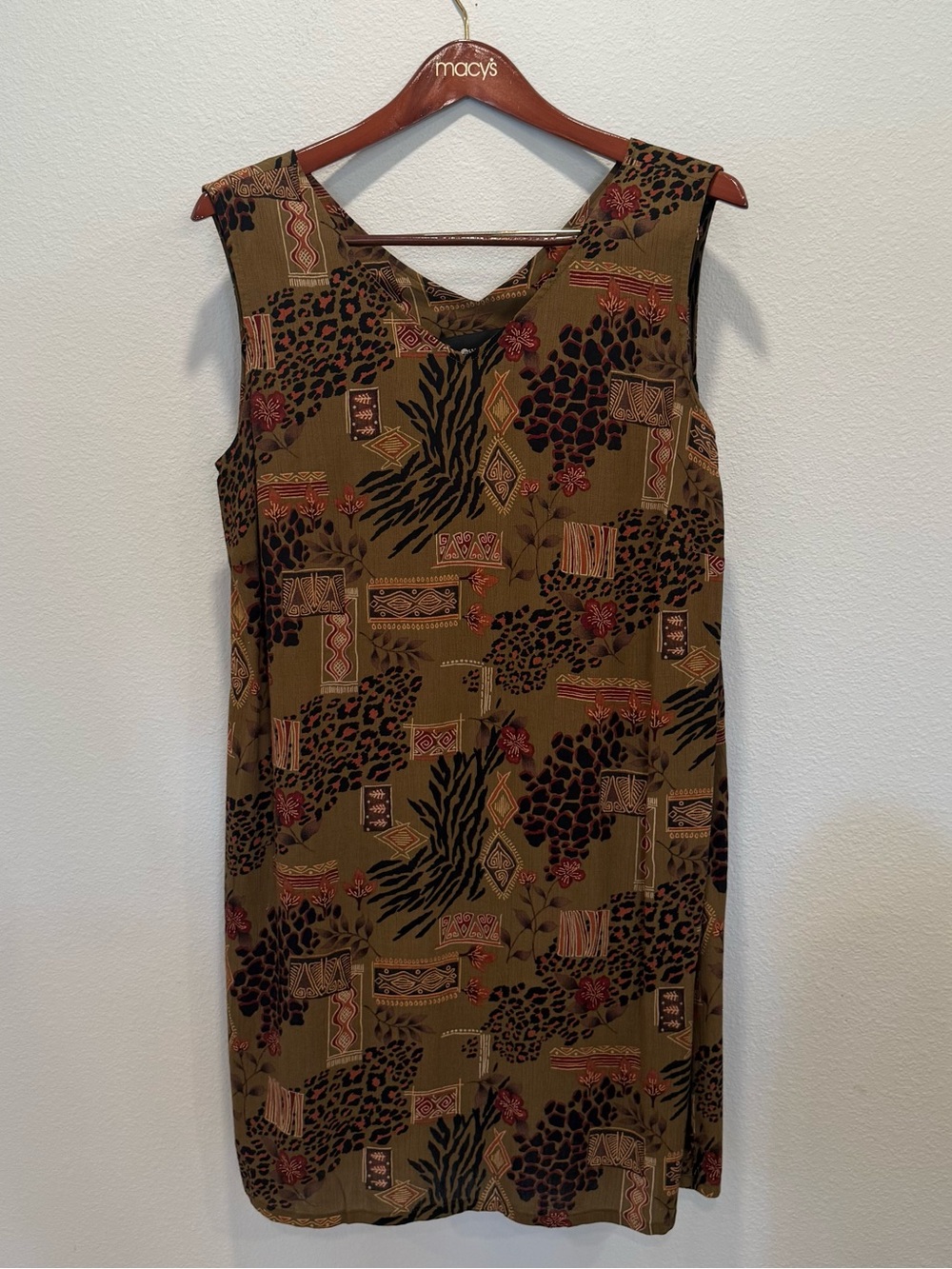 Vintage 🐆🦓🌿 Sleeveless Safari Vibes Shift Mini Dress